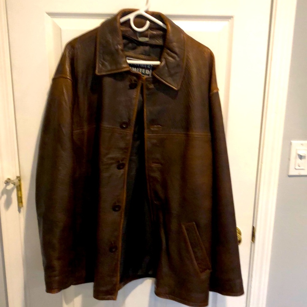 Leather limited leather brown jacket. Good condition size L